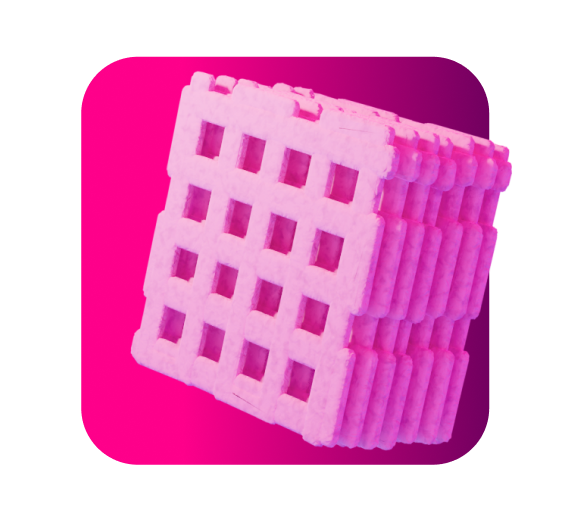 A 3D illustration of a 3D-printed catalyst in pink for Activity 3, Engineered Smart Materials by Digital Manufacturing for Environmental Applications.