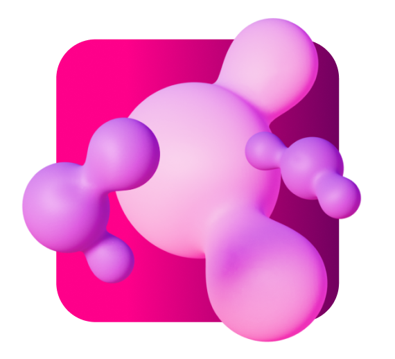 A 3D illustration of interconnected blobs evoking the molecular structure of nanomaterials for Activity 4, Engineered smart materials for cancer diagnosis and therapy.