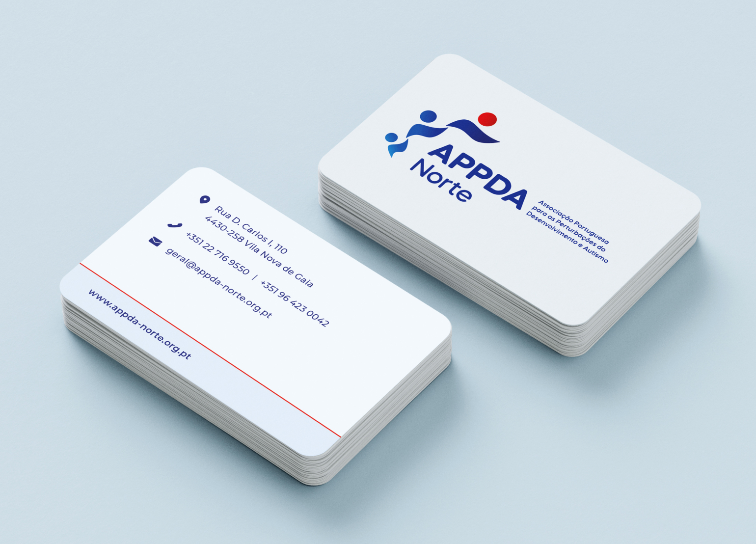 Image of APPDA Norte's business card, featuring the organization's logo and contact information.