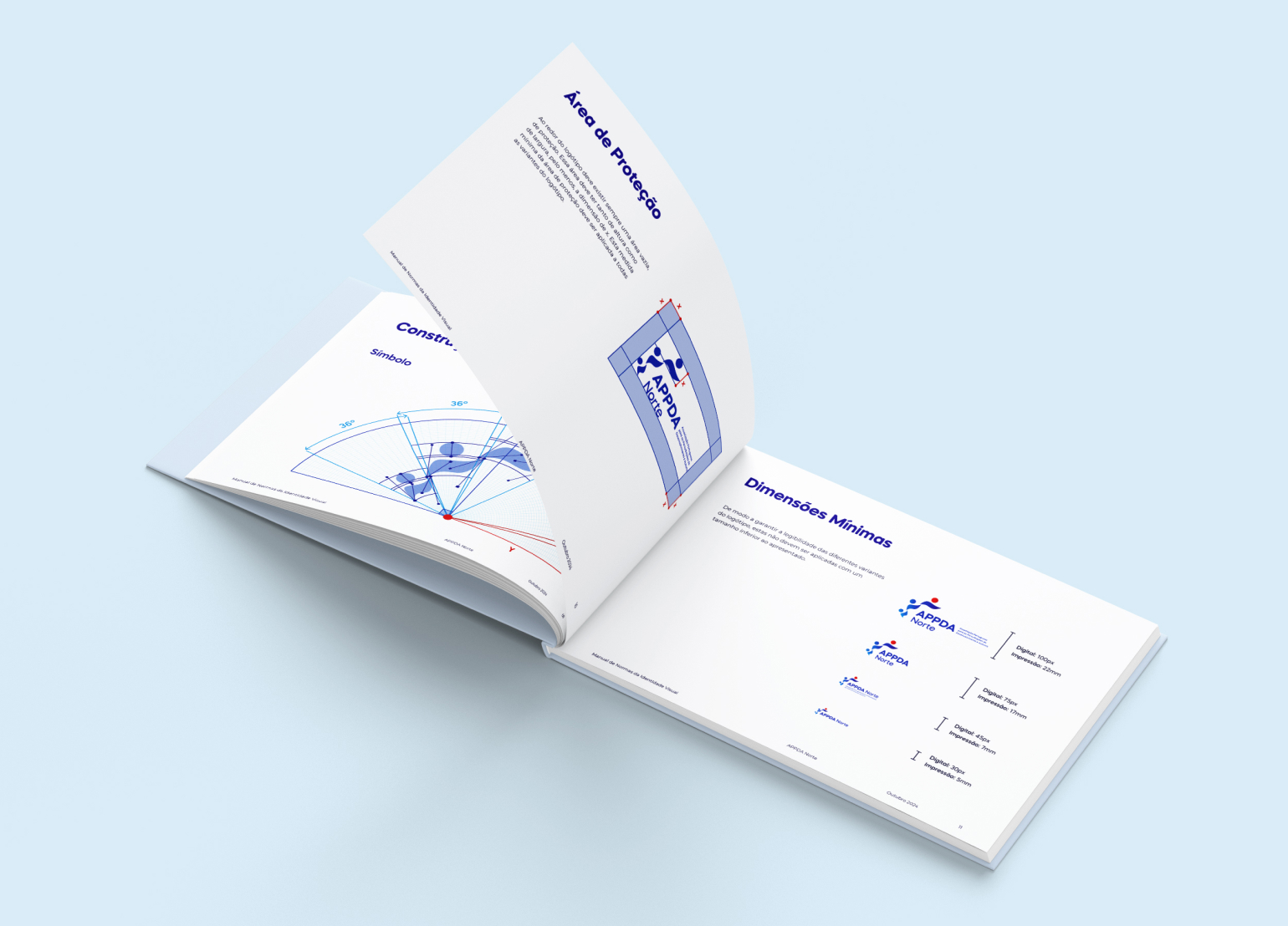 Spread from the APPDA Norte Brand Manual, showcasing the organization's logo guidelines.